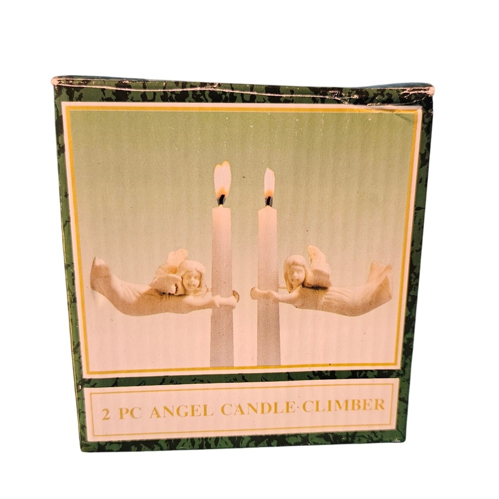 Vintage 2 PC Angel‎ Candle Climber Figurine Pair Holiday Home Decor Christmas